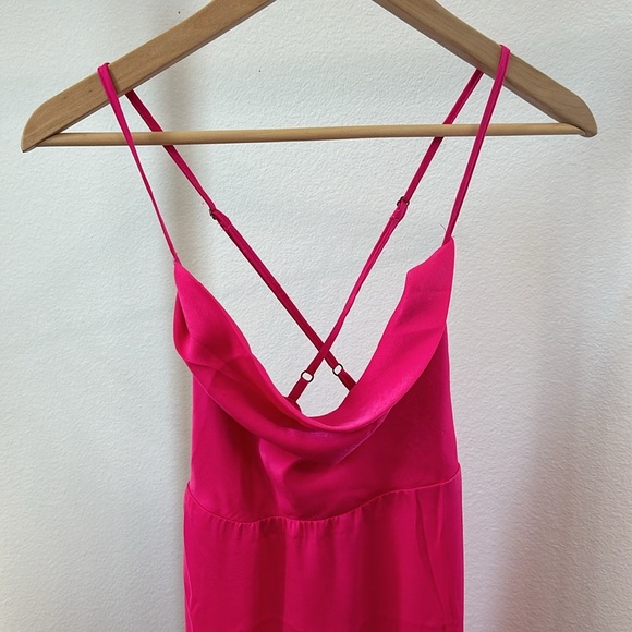 Show Me Your MuMu hot pink Winslet cowl neck slip gown size large - Picture 4 of 16
